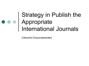 Strategy in Selecting the Appropriate International Journals