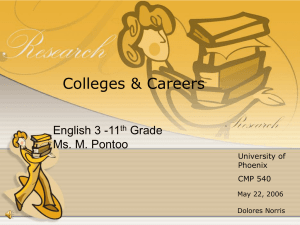English 3 -11th Grade Ms. M. Pontoo