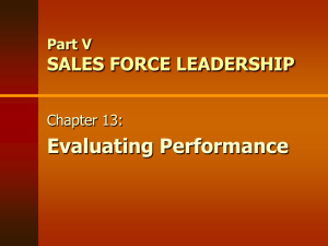 Output Measures Used in Sales Force Evaluation Performance