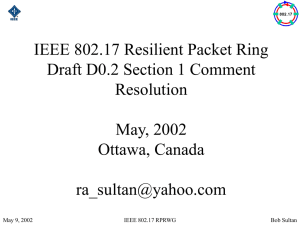 IEEE 802 LMSC Resilient Packet Ring Study Group Status Report
