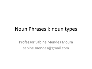 Noun Phrases I: noun types