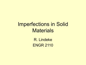 Imperfections in Solid Materials