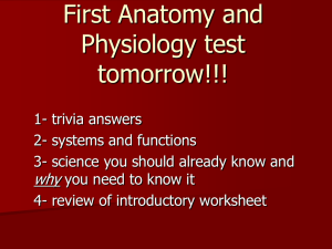 First Anatomy and Physiology test tomorrow!!!