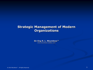 Strategic Management - Greetings from Eng. Nkumbwa