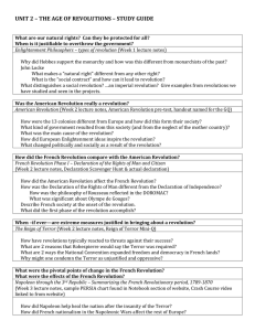 unit 2 – the age of revolutions – study guide
