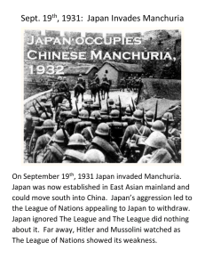Sept. 19th, 1931: Japan Invades Manchuria On September 19th