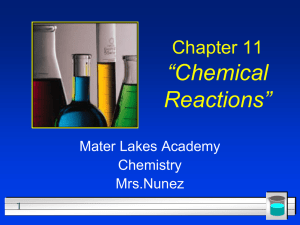Chapter 11 Chemical Reactions - Mater Academy Lakes High School
