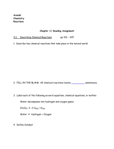 Arnoldi Chemistry Reactions Chapter 11 Reading Assignment 11.1