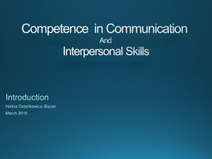 Competence in Communication and Interpersonal Skills