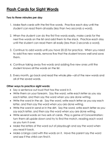 TSI suggestions for parents directions sight words flash cards