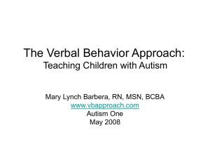 The Verbal Behavior Approach: Teaching Children