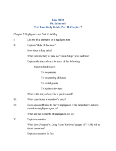 Study Guide, Tort Law, Part II, Chapter 7
