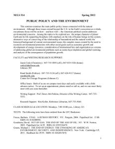 Public Policy and the Environment