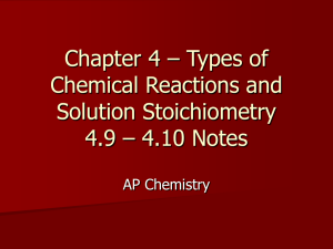 Chapter 4 – Types of Chemical Reactions and Solution