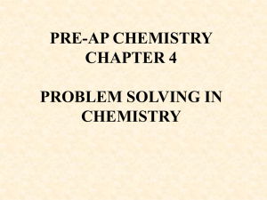 PRE-AP CHEMISTRY CHAPTER 4 PROBLEM SOLVING IN