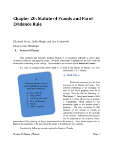 Ch. 20. Statute of Frauds and the Parol Evidence Rule