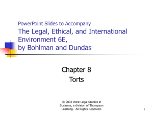 PowerPoint Slides to Accompany The Legal, Ethical, and