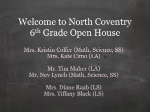Welcome to North Coventry 6th Grade Open House