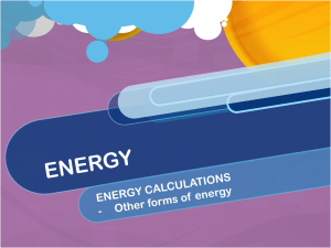 Forms of Energy and Calculations