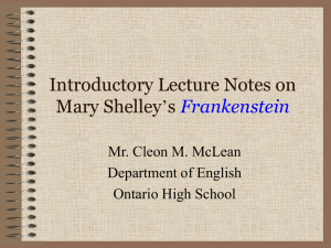 Review of Frankenstein, Chapters 1, 2, and 3
