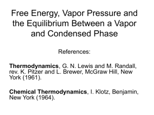 Free Energy, Vapor Pressure and the Equilibrium Between a Vapor