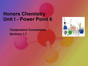 Honors Chemistry Unit I - Power Point 6 Temperature Conversions