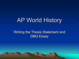 Ap world history 2006 dbq essay