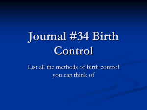 Journal #34 Birth Control