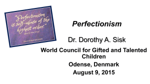 Perfectionism - Parent Day 9 August 2015