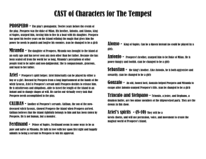 CAST of Characters for The Tempest