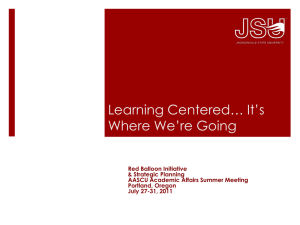 Student Learning Centered… It's Where We're Going