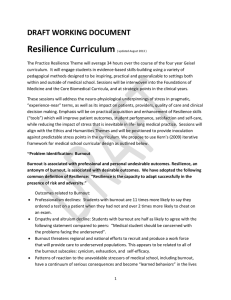 DRAFT WORKING DOCUMENT Resilience Curriculum
