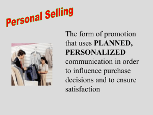 Marketing a Small Business Personal Selling Presentation 3