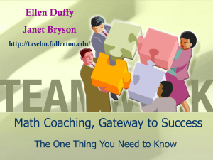 Math Coaching, Gateway to Success NCSM 2006