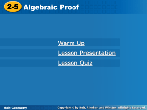 2-5 Algebraic Proofs