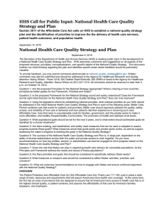 HHS Call for Public Input: National Health Care Quality Strategy and