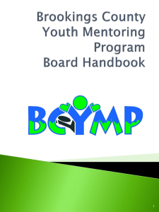 Brookings County Youth Mentoring Program Board Handbook