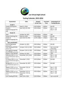 Lee Virtual High School Testing Calendar, 2015-2016