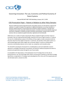 CIGI Provocation Paper – Patents in Relation to other Policy Domains