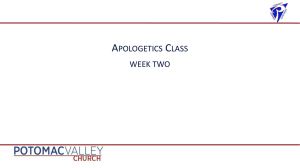Week 2 - Apologetics Class