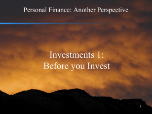 Investments 1 - Before You Invest