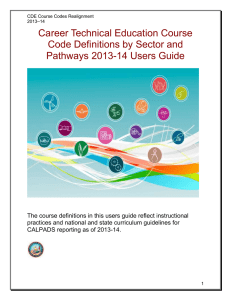 Career Technical Education Course Code Definitions by Sector and