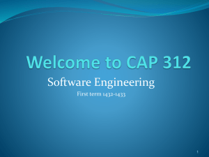 Welcome to CAP 312 - Software Engineering Course