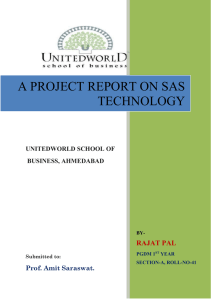 A PROJECT REPORT ON SAS TECHNOLOGY