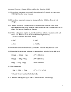 Advanced Chemistry Chapter 9 Chemical Bonding Question Set #3
