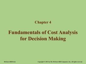 Chapter 4 – Fundamentals of Cost Analysis for Decision Making