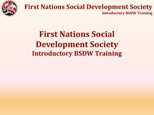 First Nations Social Development Society Introductory BSDW Training