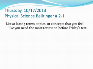 Thursday, 10/17/2013 Physical Science Bellringer # 2-1