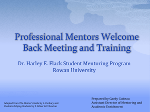 Professional Mentors Welcome Back Meeting