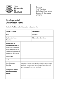 Observation Template I - recommended for use with LTPRS